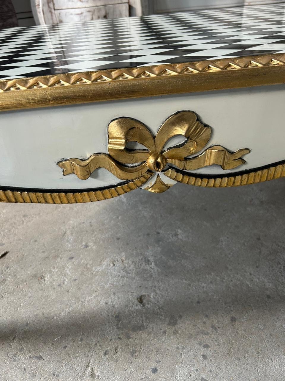 Unique Louis XV style coffee checkered table-Out Of Stock -Made to order