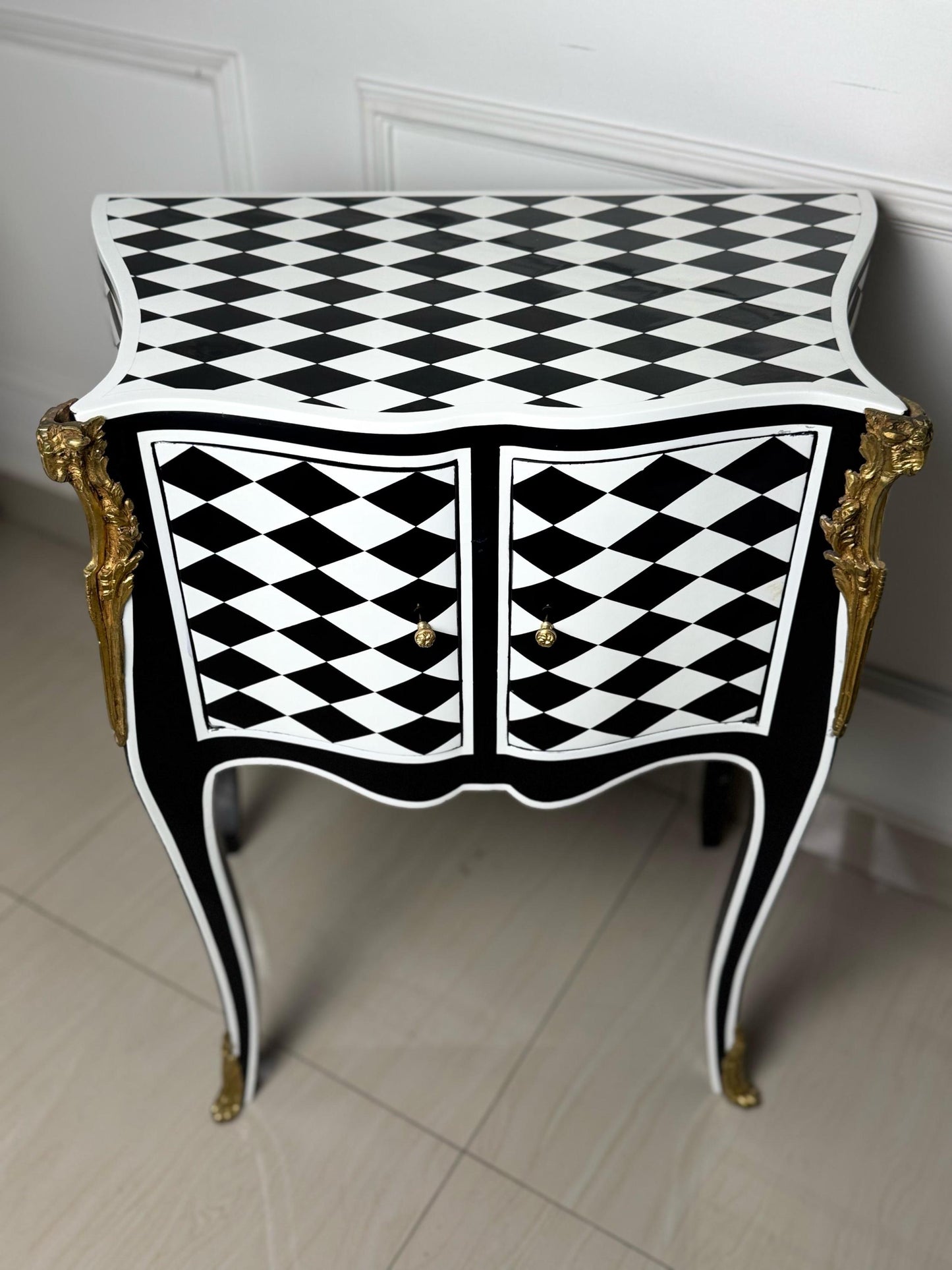 Unique Louis XV Courtly Checkered Side Table