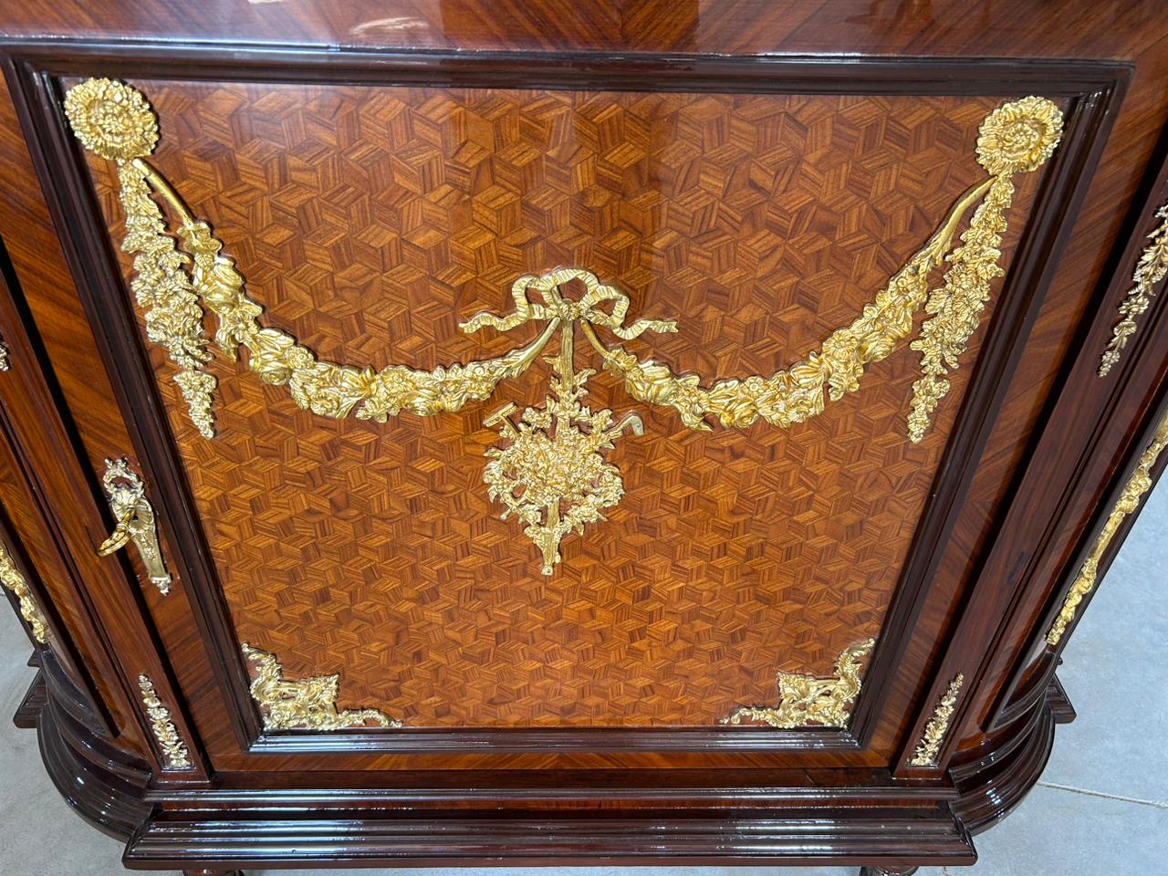 Exquisite Louis XVI Style Marble-Top Cabinet β Ormolu & Inlaid Wood β 67β W