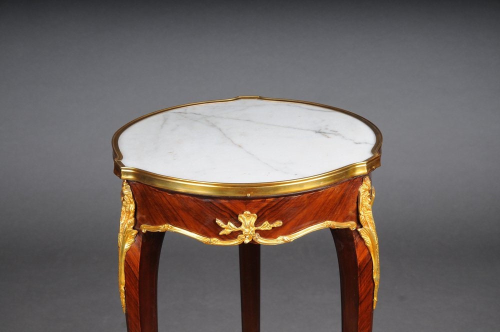 F.linke 20th Century French Salon mahogany Side Table  - Marble top-Out Of Stock (Made-To-Order)