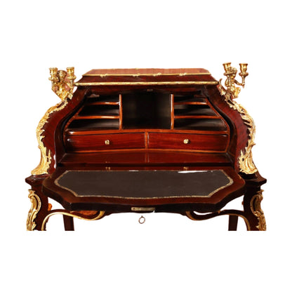 French Louis XV-Style Gilt Bronze Mahogany and Tulipwood Mounted Writing Desk