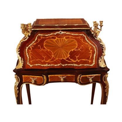 French Louis XV-Style Gilt Bronze Mahogany and Tulipwood Mounted Writing Desk