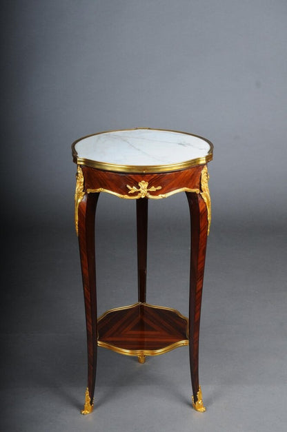 F.linke 20th Century French Salon mahogany Side Table  - Marble top-Out Of Stock (Made-To-Order)