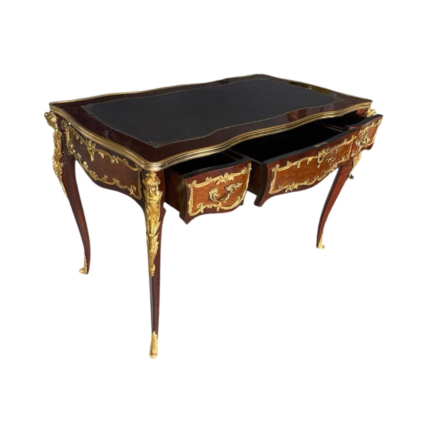 Late 19th Century Louis XV Style Gilt Bronze-Mounted Kingwood Bureau Plat Desk