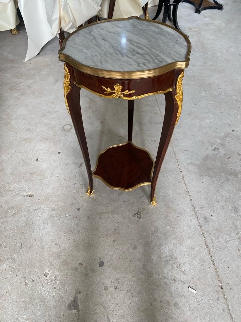 F.linke 20th Century French Salon mahogany Side Table  - Marble top-Out Of Stock (Made-To-Order)