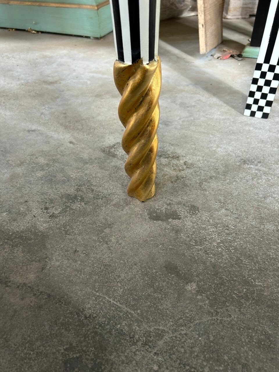 Courtly checkered Console Table-Black/white/Gold-Out Of Stock -Made to order