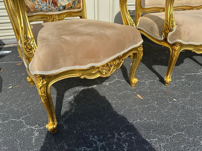 French Giltwood Settee set , Style Louis XVI, beige 19th Century ( 1 sofa + 2 chairs )