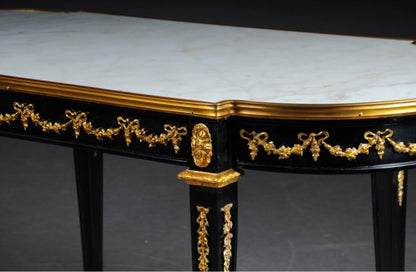 Designer Couch Table in Louis XVI Black, White Marble