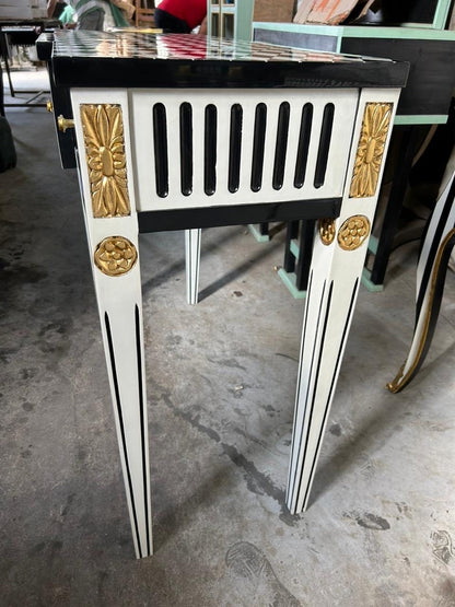 Courtly checkered Console Table-Black/white