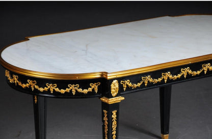 Designer Couch Table in Louis XVI Black, White Marble