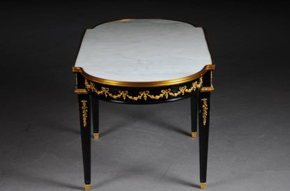 Designer Couch Table in Louis XVI Black, White Marble