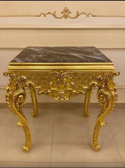 French Luxury Louis xv style entryway Giltwood Marble top console Table