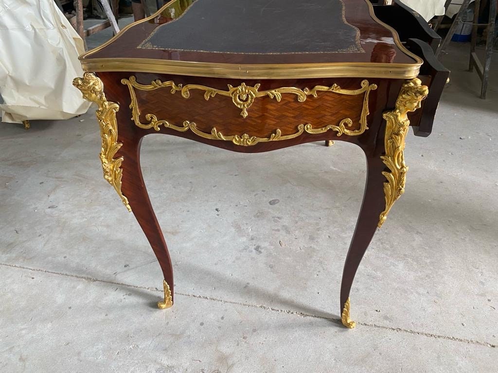 Late 19th Century Louis XV Style Gilt Bronze-Mounted Kingwood Bureau Plat Desk