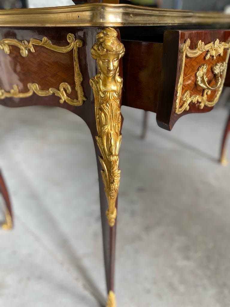 Late 19th Century Louis XV Style Gilt Bronze-Mounted Kingwood Bureau Plat Desk