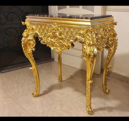 French Luxury Louis xv style entryway Giltwood Marble top console Table