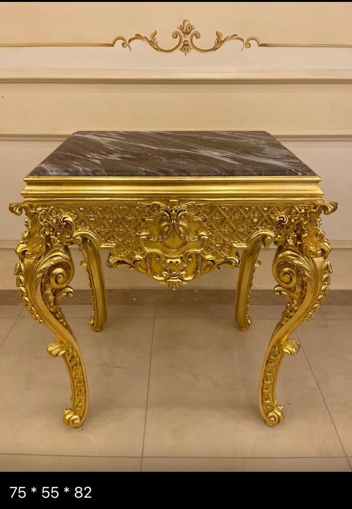 French Luxury Louis xv style entryway Giltwood Marble top console Table
