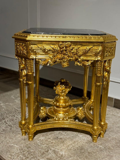 Magnificent Louis XV Luxury Handmade Giltwood 8 legs Marble top side Table- set of 2