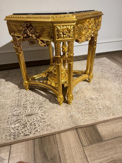 Magnificent Louis XV Luxury Handmade Giltwood 8 legs Marble top side Table- set of 2