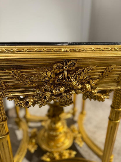 Magnificent Louis XV Luxury Handmade Giltwood 8 legs Marble top side Table- set of 2
