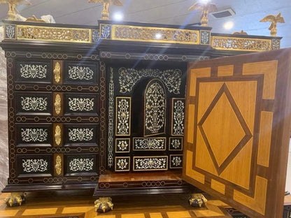 Baroque Cabinet & Console Table Set  Handcrafted Vintage-Inspired Accent Piece