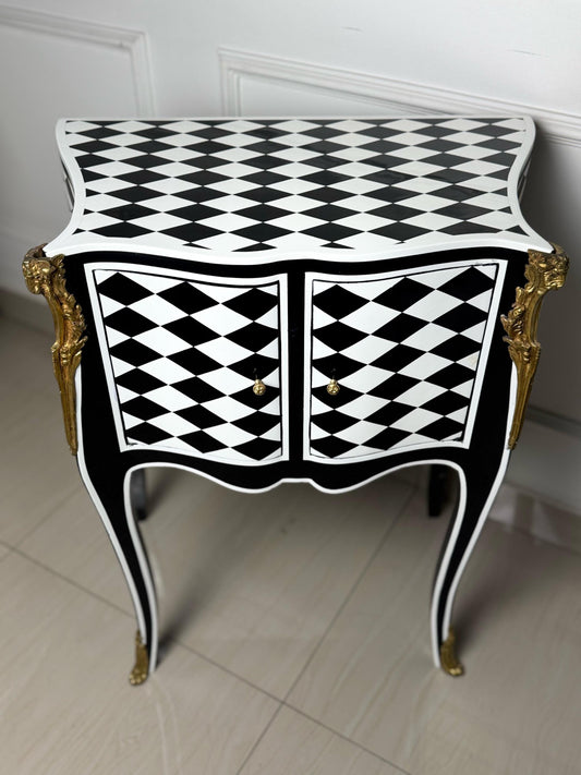 Unique Louis XV Courtly Checkered Side Table