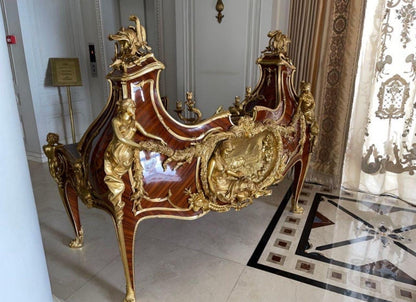 French One of kind Louis XV-Style Executive Desk & Chair Set – Gilded Bronze and Mahogany Masterpiece- Read description