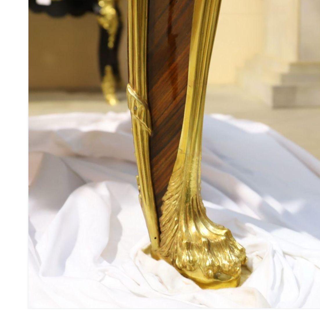 French One of kind Louis XV-Style Executive Desk & Chair Set – Gilded Bronze and Mahogany Masterpiece- Read description