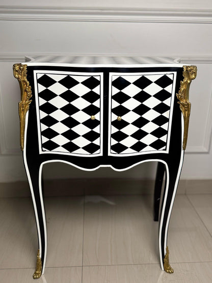 Unique Louis XV Courtly Checkered Side Table