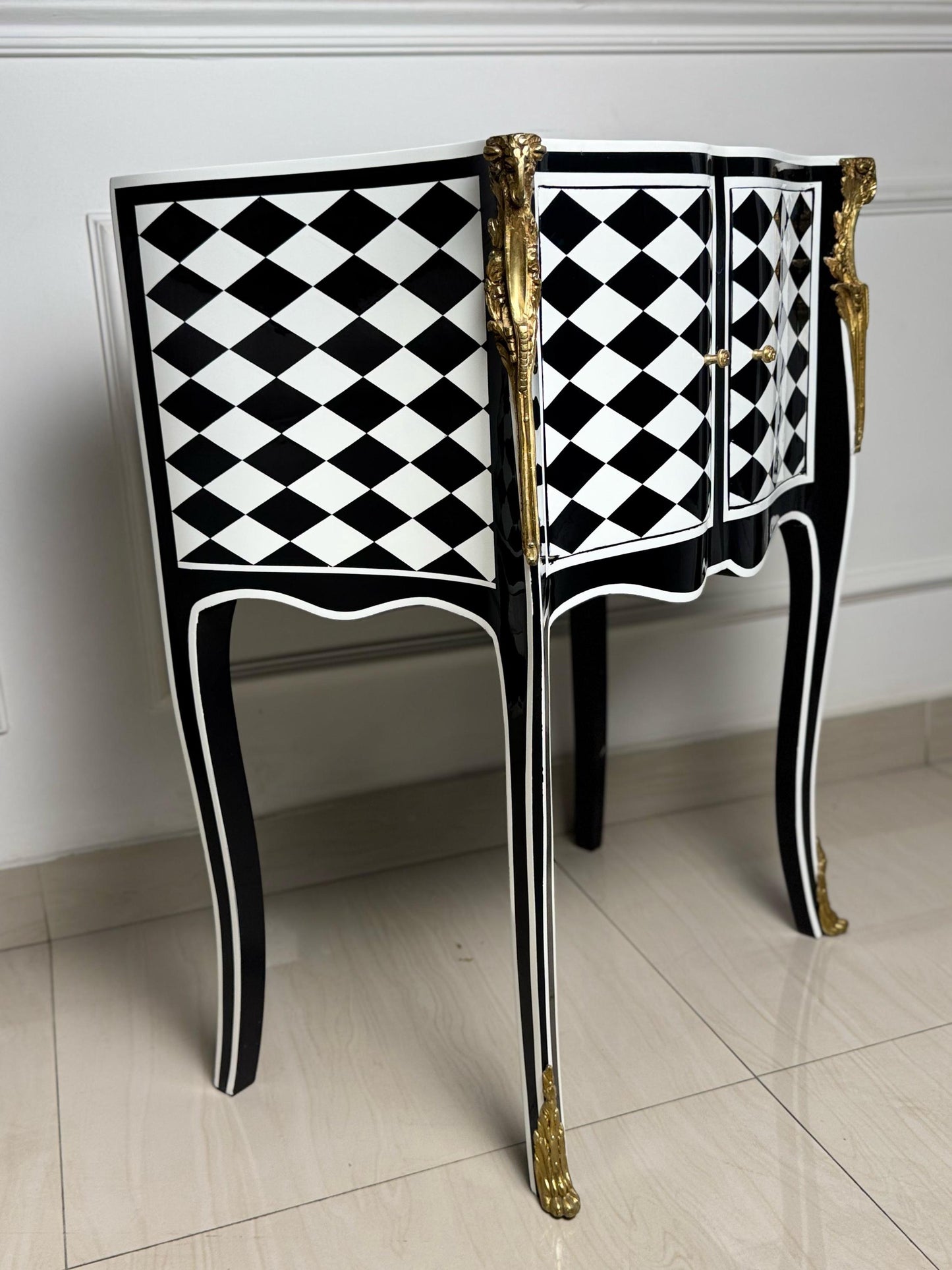 Unique Louis XV Courtly Checkered Side Table