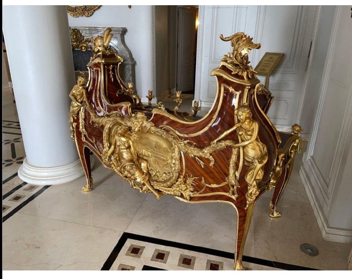 French One of kind Louis XV-Style Executive Desk & Chair Set – Gilded Bronze and Mahogany Masterpiece- Read description
