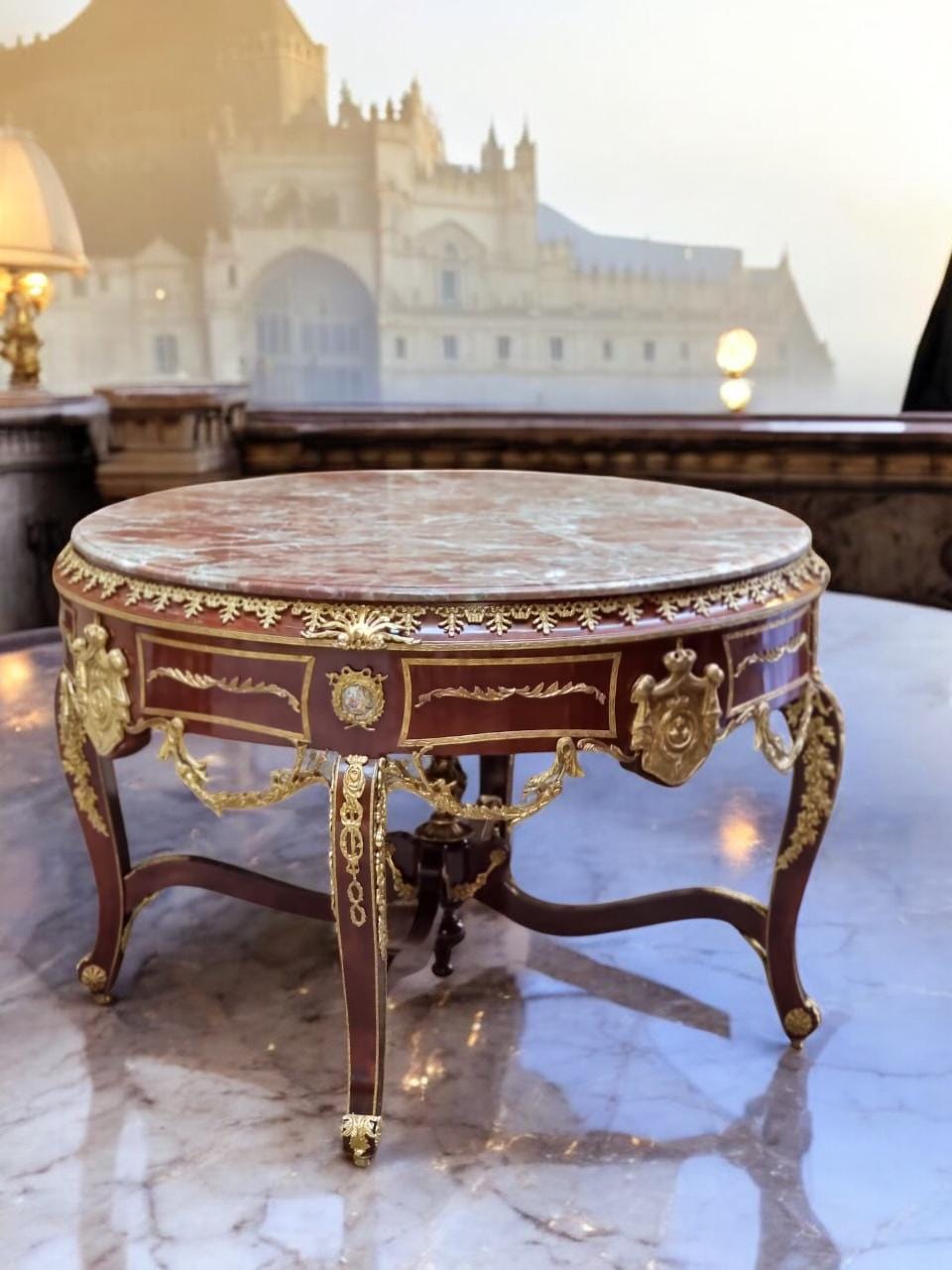 François Linke Gueridon Rare Centre Table with a Campan Rubané Marble Top