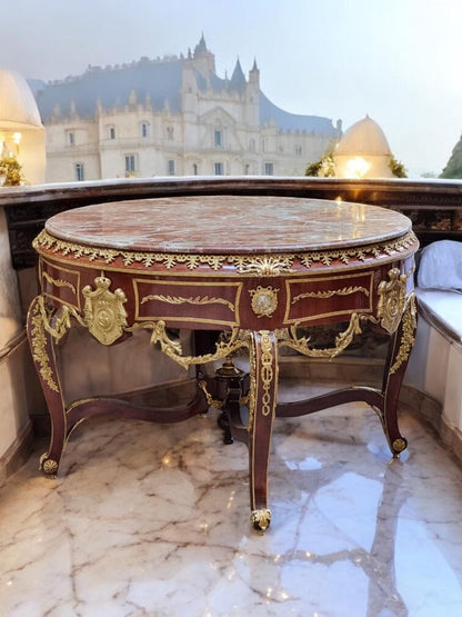 François Linke Gueridon Rare Centre Table with a Campan Rubané Marble Top