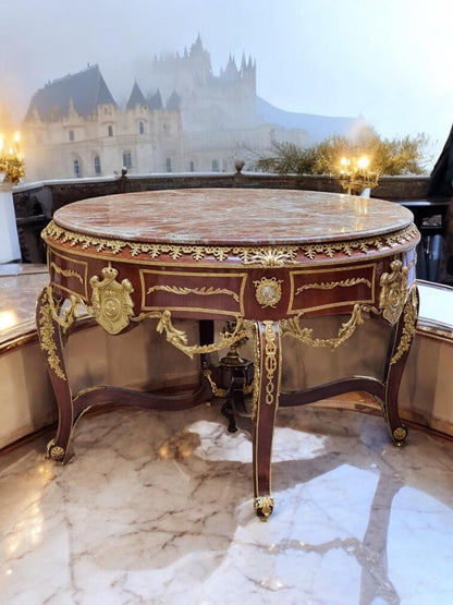 François Linke Gueridon Rare Centre Table with a Campan Rubané Marble Top