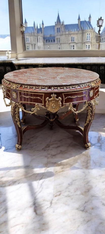 François Linke Gueridon Rare Centre Table with a Campan Rubané Marble Top