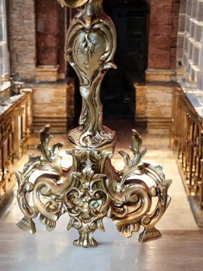 Antique-Style Gilt Bronze Candelabra & Center Bowl Set – French Rococo Design (3 Piece Set)