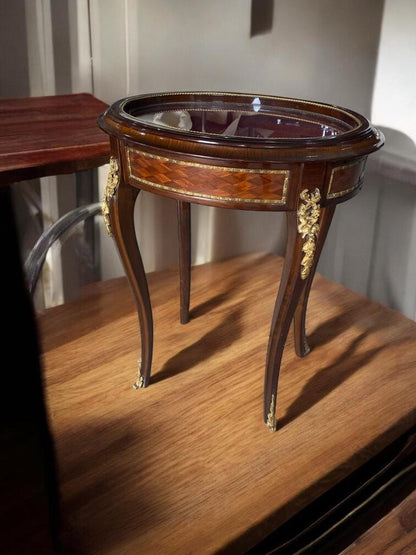 Louis XV Style Mahogany jewelry Showcase French Rococo Accent Tab