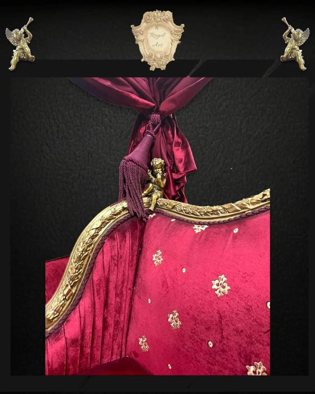 Handcrafted Royal Gold Carriage – Baroque Style Horse-Drawn Coach with Painted Panels & Velvet Interior | Read Description