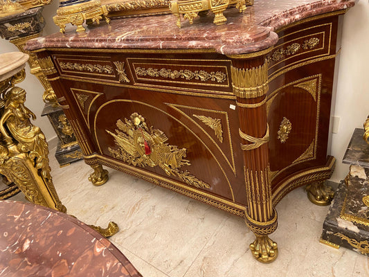 French Empire Style Ormolu-Mounted Commode with Marble Top – Neoclassical Luxury Chest