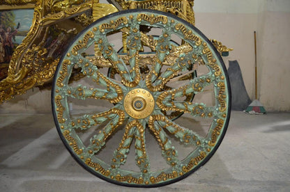 Handcrafted Royal Gold Carriage – Baroque Style Horse-Drawn Coach with Painted Panels & Velvet Interior | Read Description