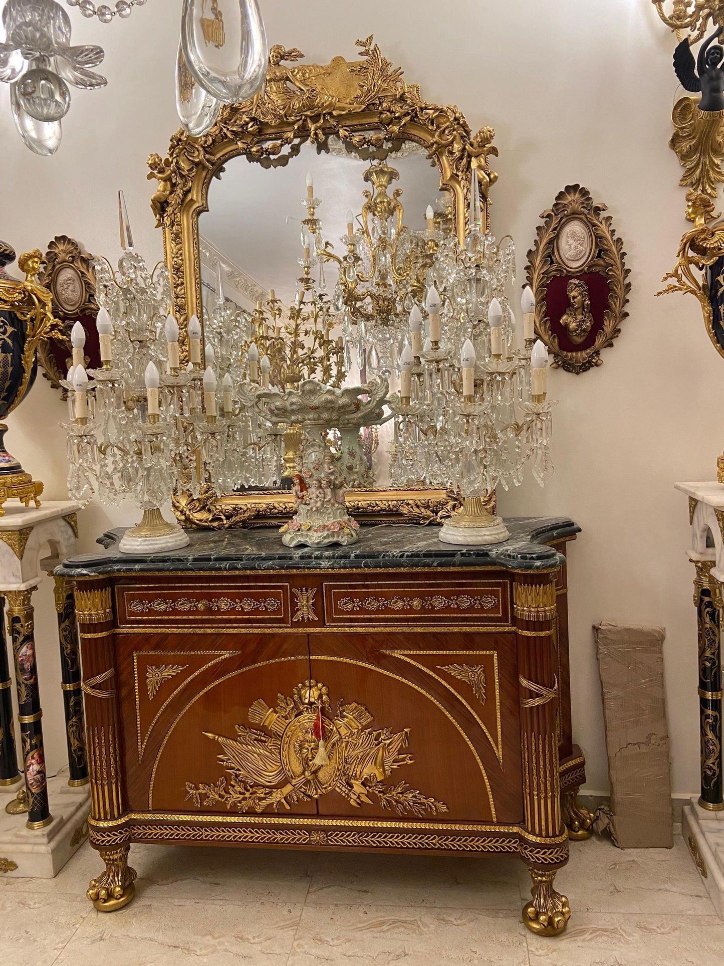 French Empire Style Ormolu-Mounted Commode with Marble Top – Neoclassical Luxury Chest