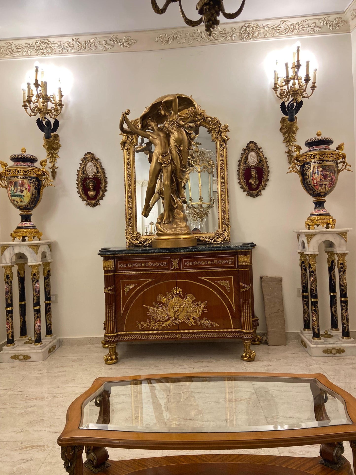 French Empire Style Ormolu-Mounted Commode with Marble Top – Neoclassical Luxury Chest