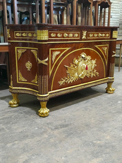 French Empire Style Ormolu-Mounted Commode with Marble Top – Neoclassical Luxury Chest