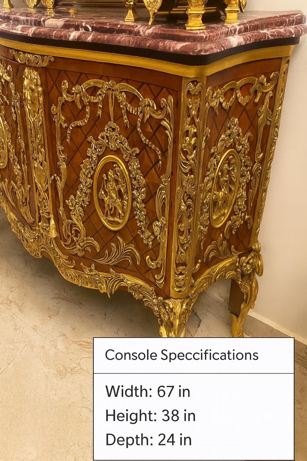 French Louis XV Style Ormolu-Mounted Bombe Commode with Marble Top – Exquisite Marquetry Chest