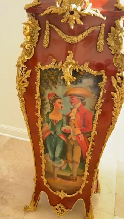 Hand-Painted French Louis XV Commode Set – Gilt Bronze, Marble Top