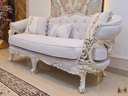 Luxury French Living Room Set – 6-Piece Hand-Carved Sofa & Chair Ensemble and table