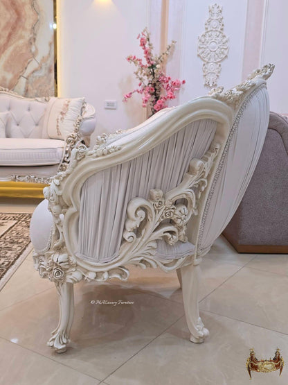 Luxury French Living Room Set – 6-Piece Hand-Carved Sofa & Chair Ensemble and table
