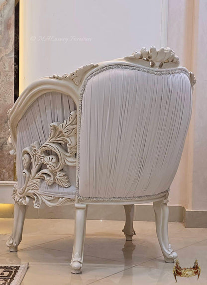Luxury French Living Room Set – 6-Piece Hand-Carved Sofa & Chair Ensemble and table