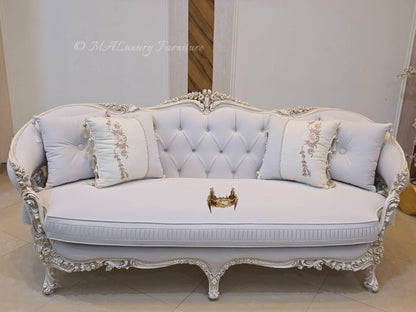 Luxury French Living Room Set – 6-Piece Hand-Carved Sofa & Chair Ensemble and table