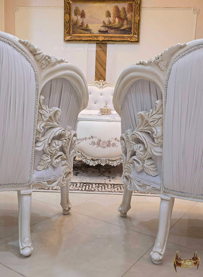 Luxury French Living Room Set – 6-Piece Hand-Carved Sofa & Chair Ensemble and table