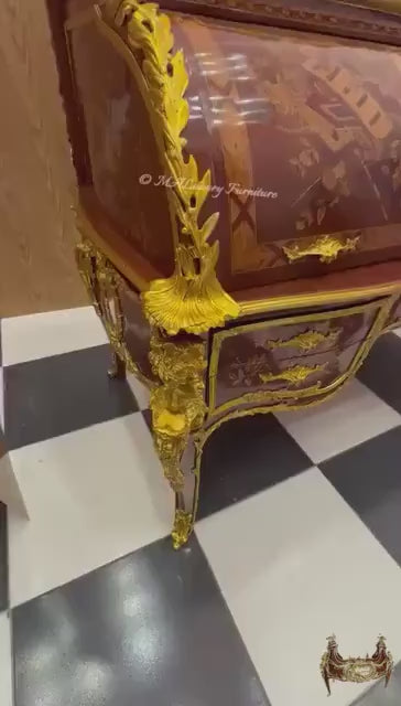 Louis XVI-Style Marquetry Roll-Top Desk – Ormolu Mounts, Royal Replica